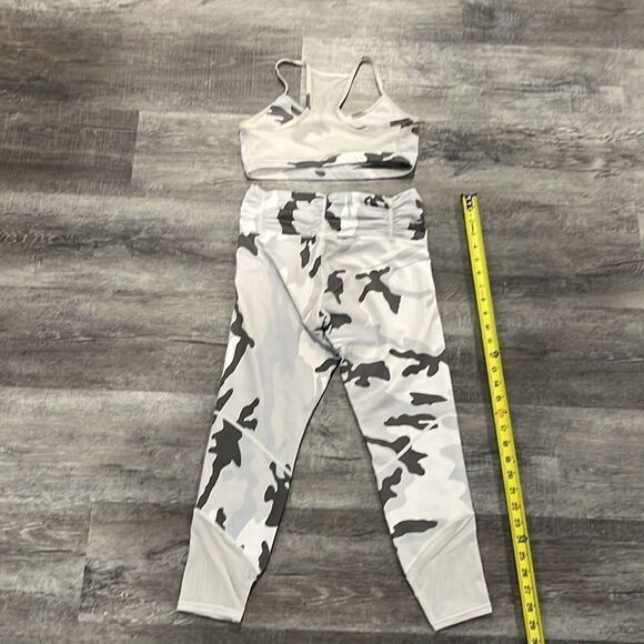 Carbon38 Thirty8 Honor Crop White Camo high rise mesh bra (S) leggings (M) VGUC - Picture 8 of 12